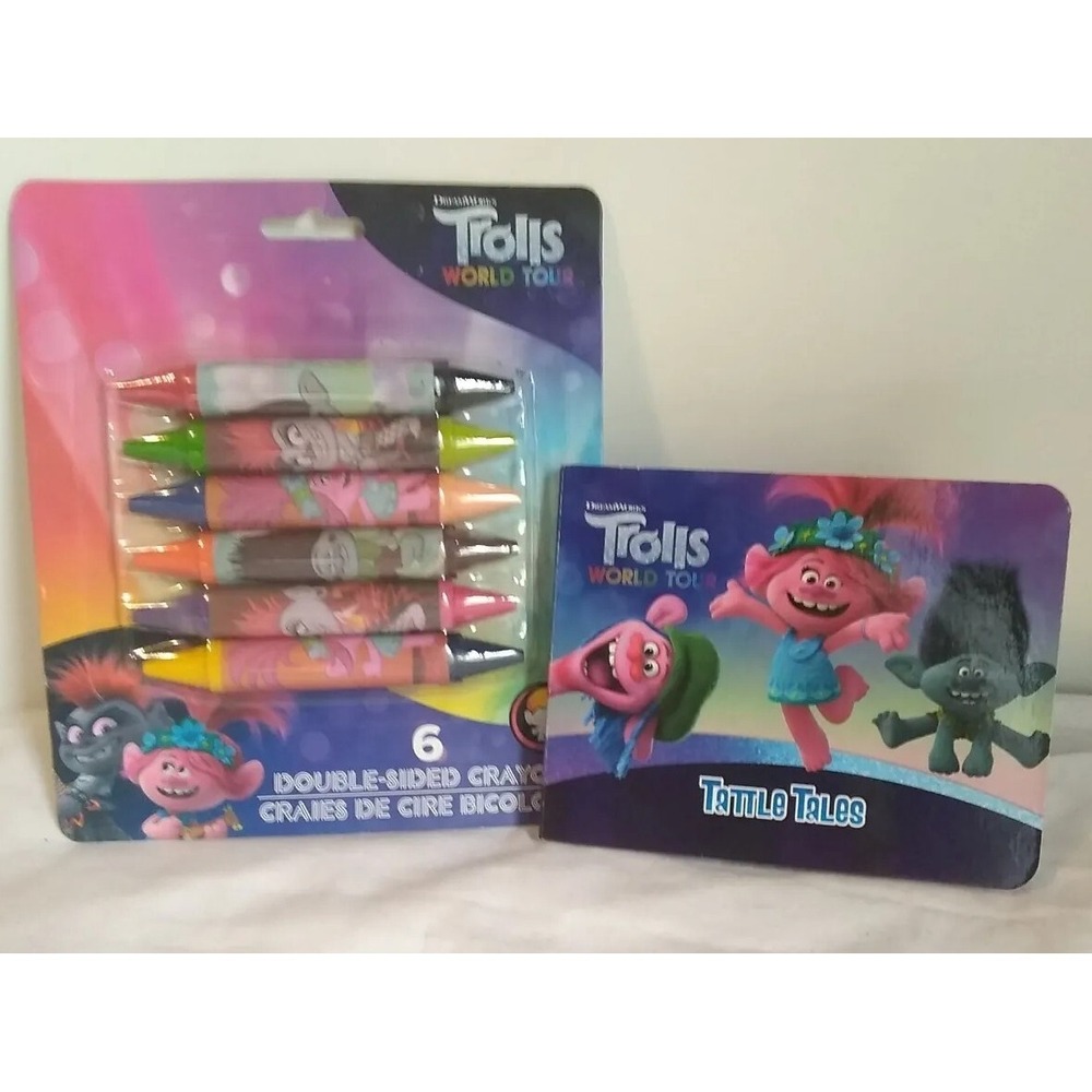 Trolls World Tour Combo Pack 6 Double-sided Crayons And "Tattle Tales" Book 2020